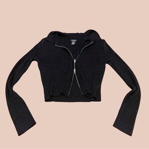 Black half zip cropped sweater